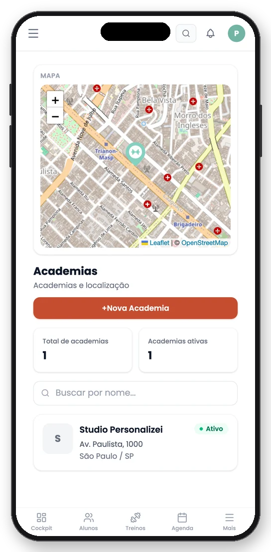 App Personalizei no iPhone: academias e locais