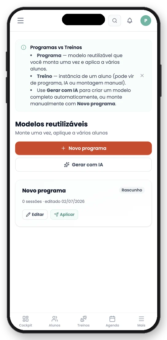 App Personalizei no iPhone: programas de treino